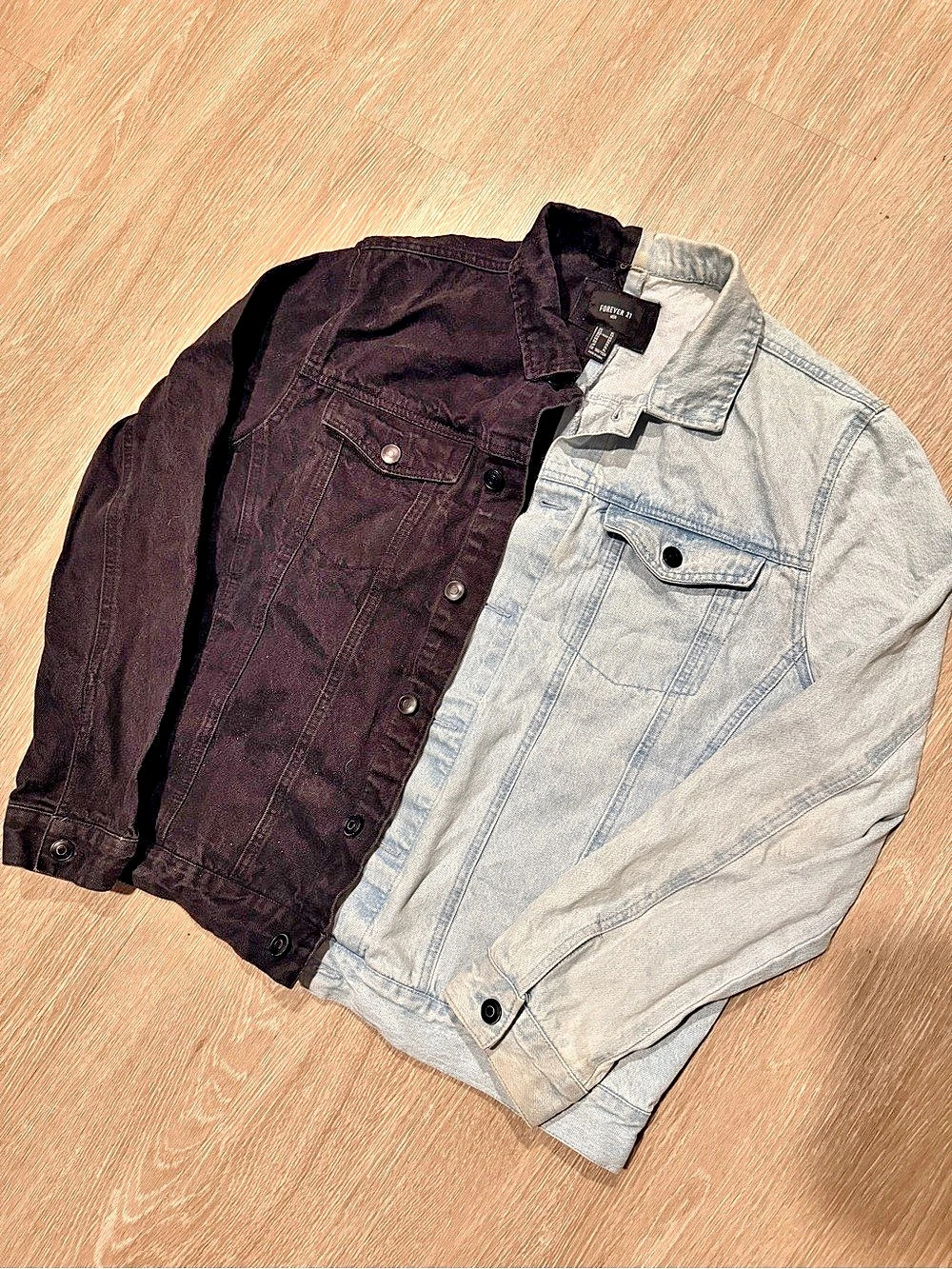 Forever 21 Two-Tone Denim Jacket Black & Blue